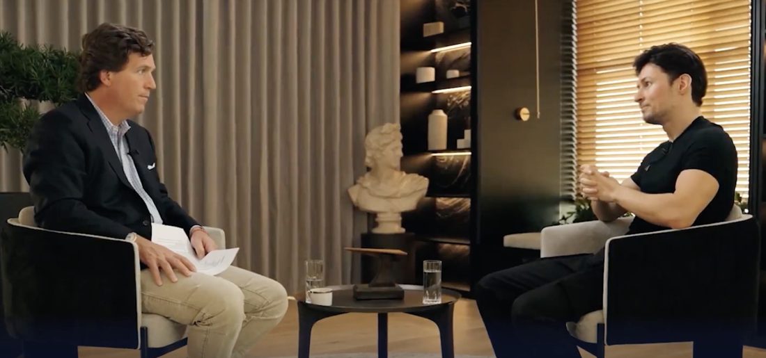 Telegram-Gründer Pawel Durow im Interview mit Tucker Carlson Telegram-Gründer Pawel Durow im Interview mit Tucker Carlson